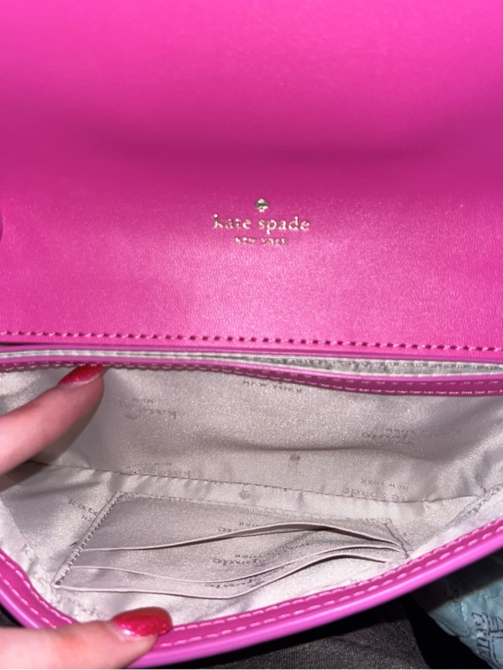 kate spade fuchsia pink bow ruched leather chain cross body bag - Picture 4 of 4
